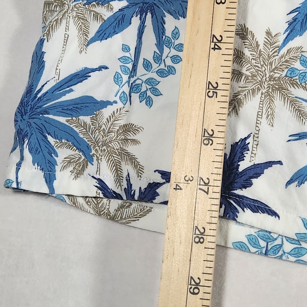 Campia Moda Hawaiian‎ Shirt Mens XL White Blue Rayon Palm Tree Tropical Aloha - Picture 8 of 10